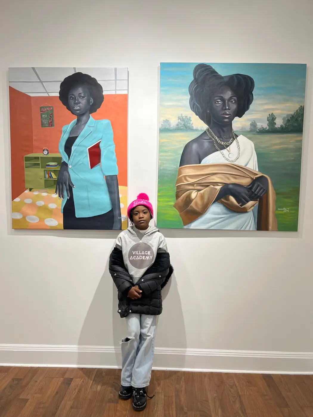 Village Academy student visiting an art exhibition